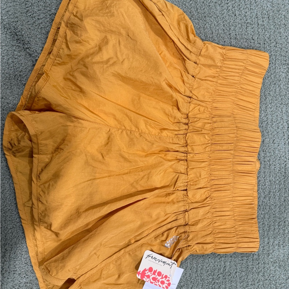 Yellow Athletic Shorts with Elastic Waistband